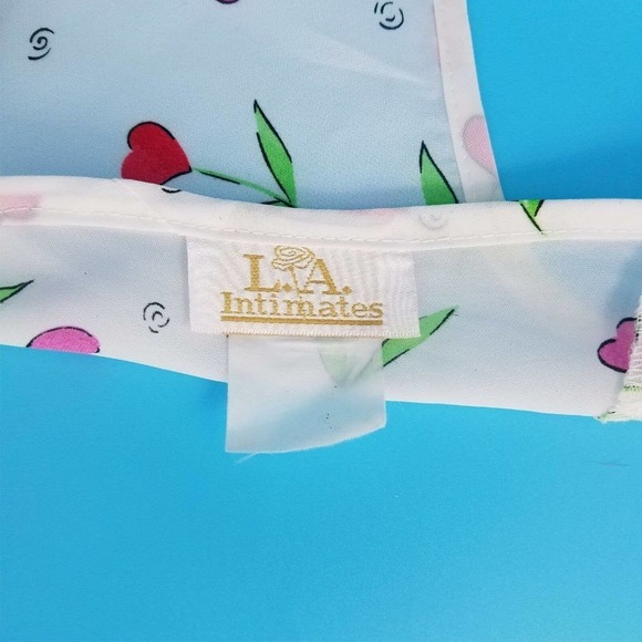 LA Intimates Sexy Heart Floral White/Pink/Red Sheer Mini Night Gown Womens Sz M - Picture 6 of 6